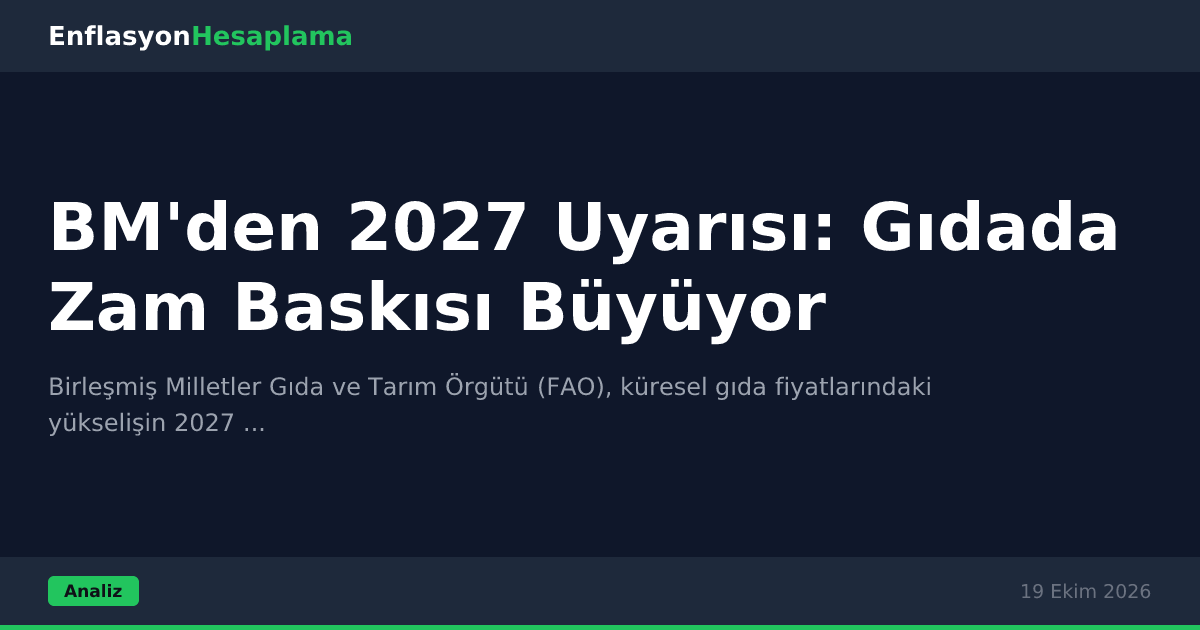 BM'den 2027 Uyarısı: Gıdada Zam Baskısı Büyüyor