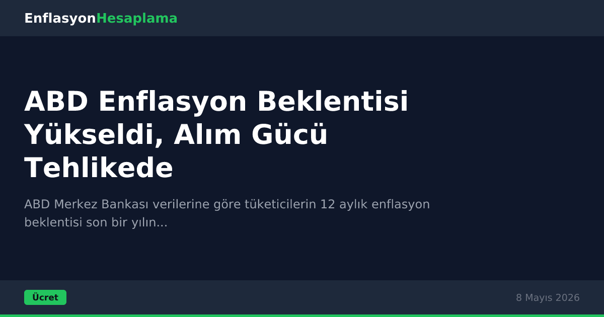 ABD Enflasyon Beklentisi Yükseldi, Alım Gücü Tehlikede