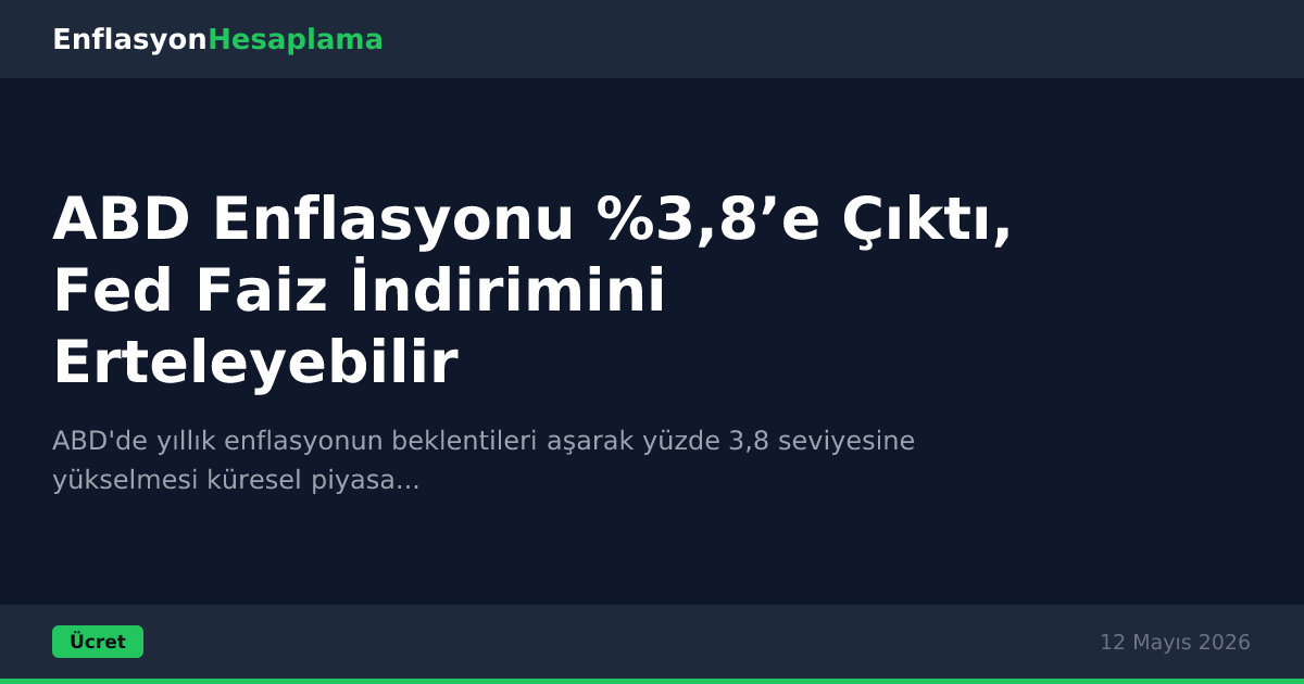 ABD Enflasyonu %3,8’e Çıktı, Fed Faiz İndirimini Erteleyebilir