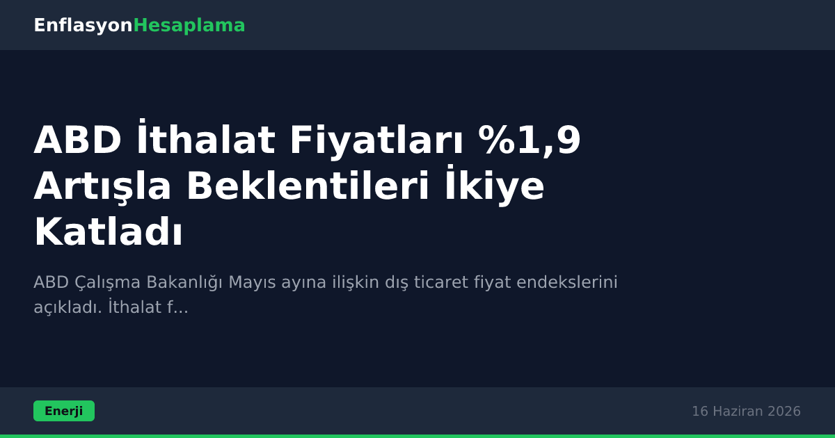 ABD İthalat Fiyatları %1,9 Artışla Beklentileri İkiye Katladı