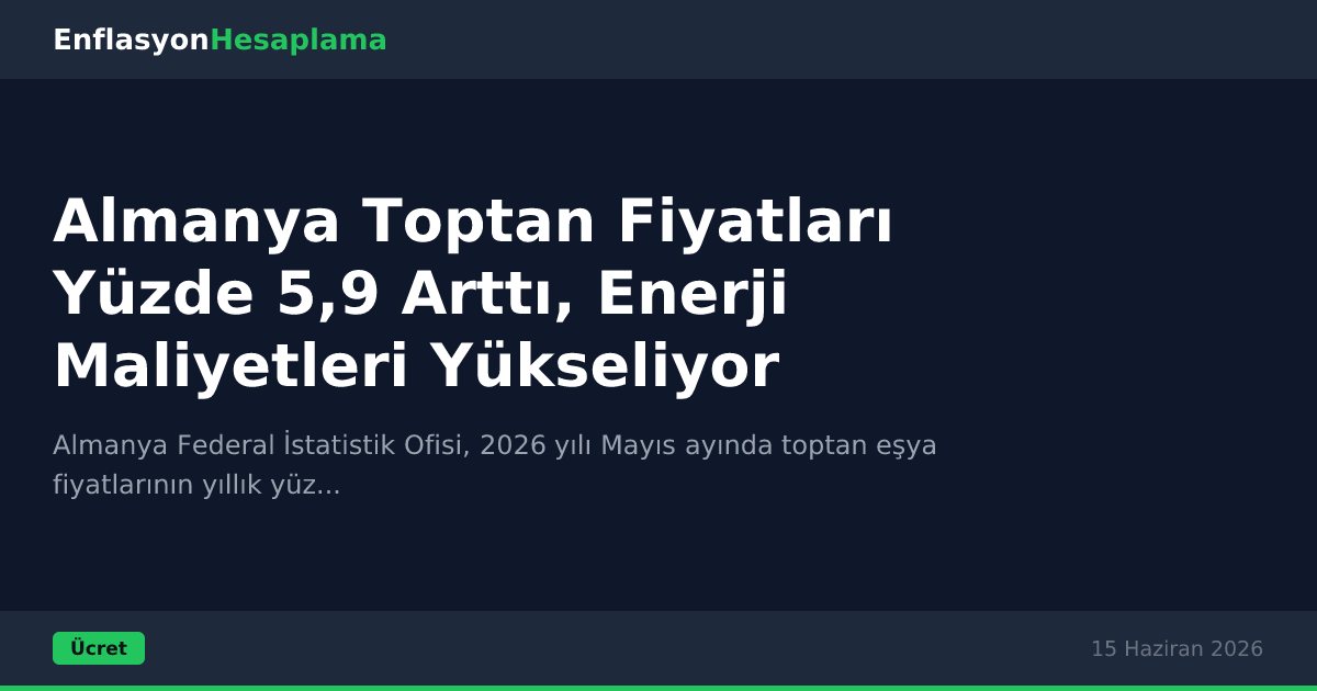 Almanya Toptan Fiyatları Yüzde 5,9 Arttı, Enerji Maliyetleri Yükseliyor