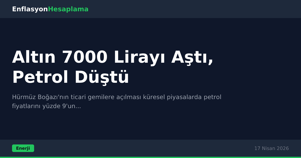 Altın 7000 Lirayı Aştı, Petrol Düştü