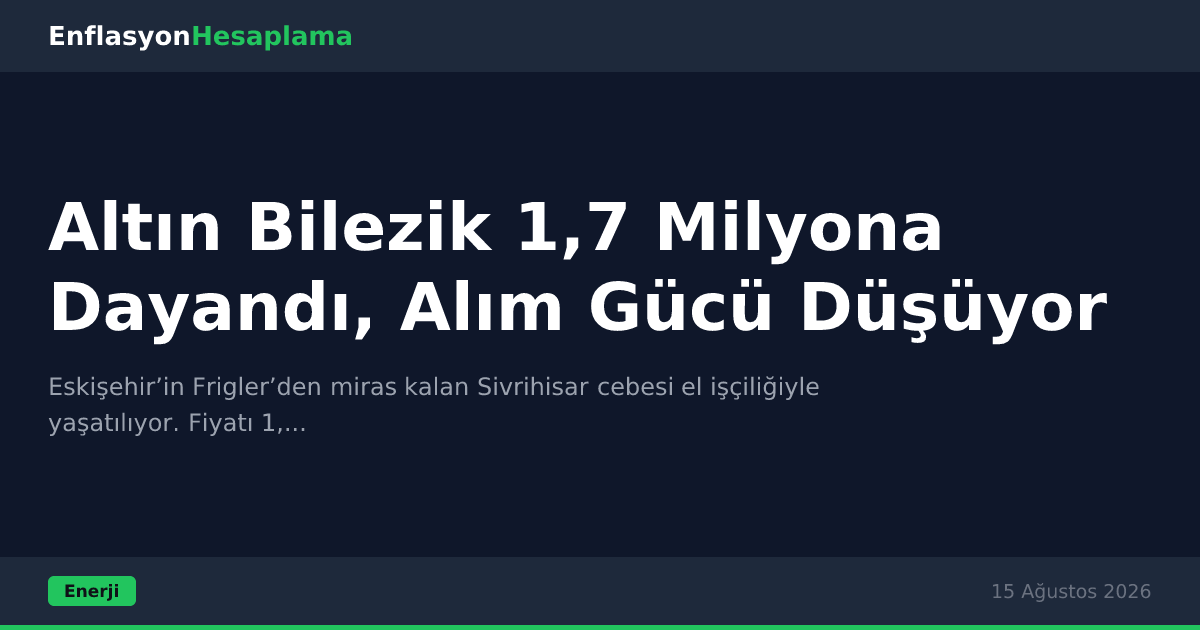 Altın Bilezik 1,7 Milyona Dayandı, Alım Gücü Düşüyor
