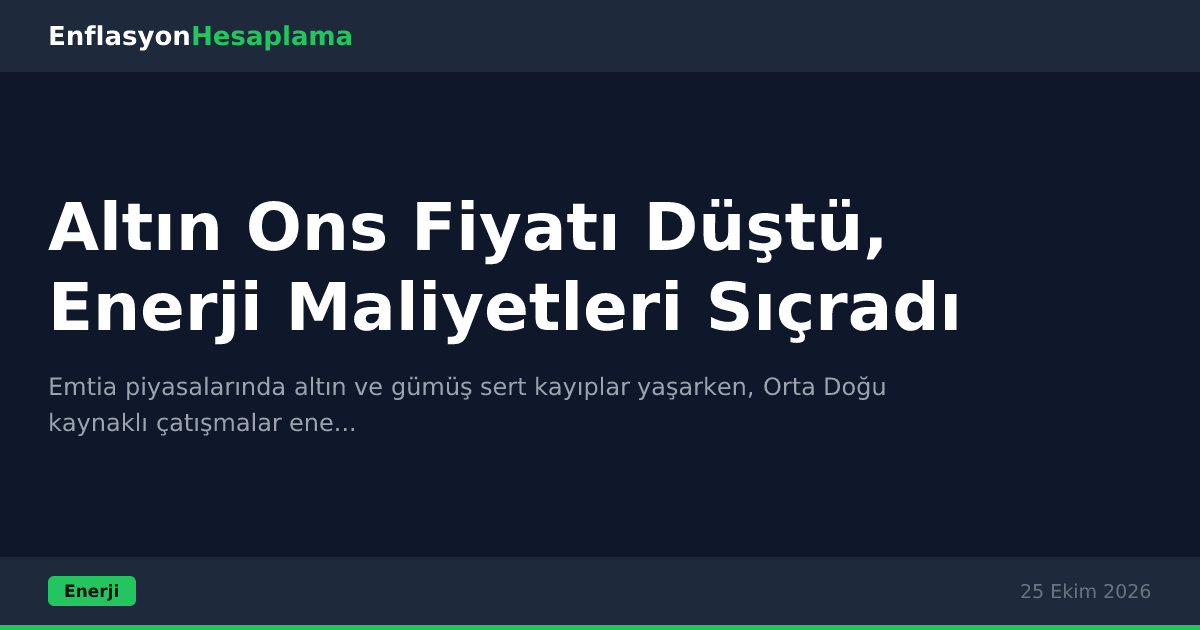 Altın Ons Fiyatı Düştü, Enerji Maliyetleri Sıçradı