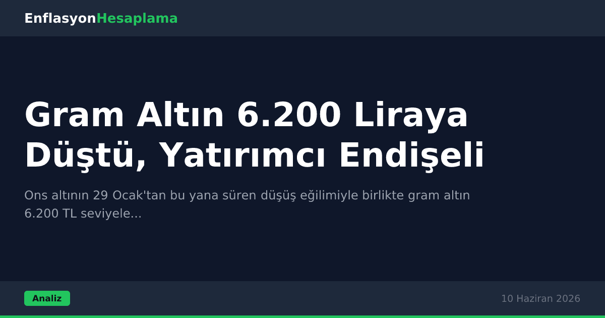Gram Altın 6.200 Liraya Düştü, Yatırımcı Endişeli