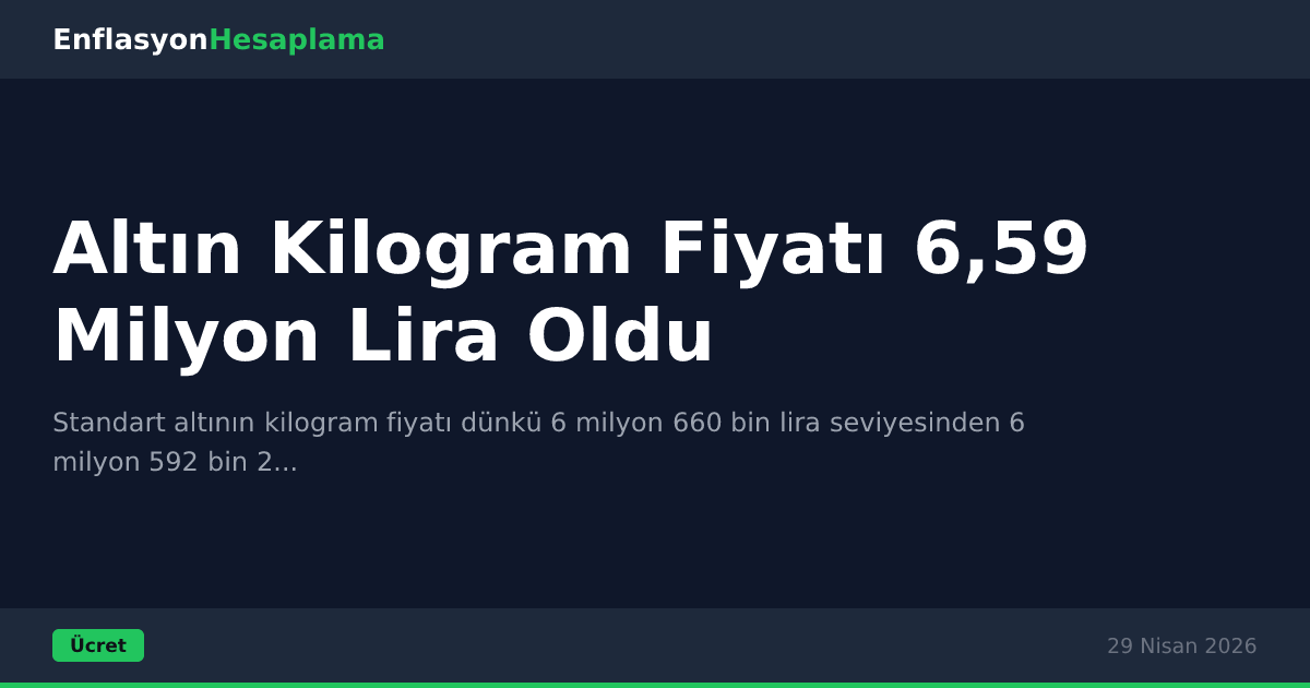 Altın Kilogram Fiyatı 6,59 Milyon Lira Oldu