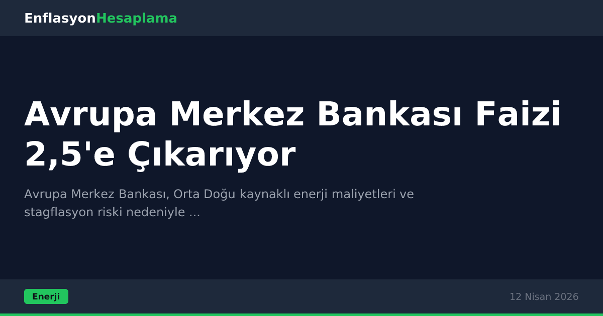 Avrupa Merkez Bankası Faizi 2,5'e Çıkarıyor