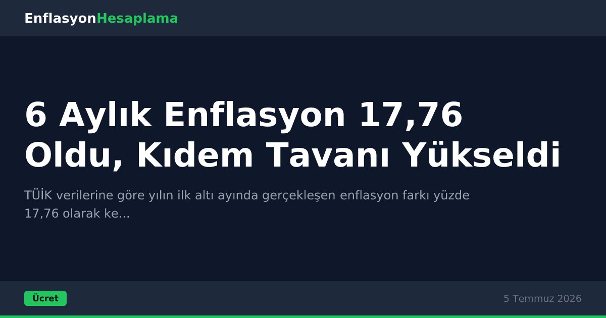 6 Aylık Enflasyon 17,76 Oldu, Kıdem Tavanı Yükseldi