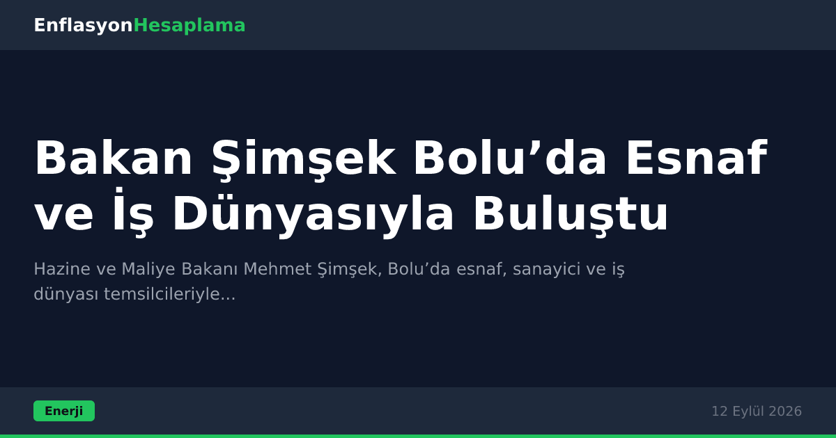Bakan Şimşek Bolu’da Esnaf ve İş Dünyasıyla Buluştu