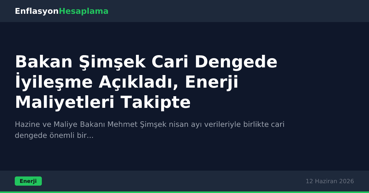 Bakan Şimşek Cari Dengede İyileşme Açıkladı, Enerji Maliyetleri Takipte