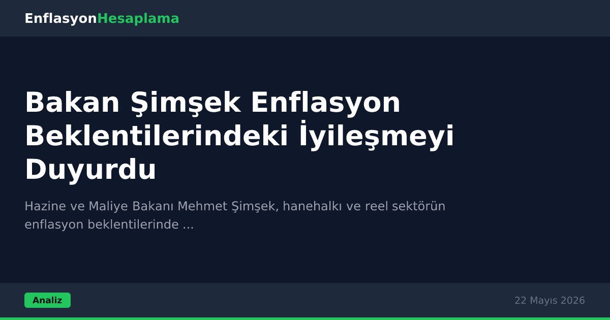 Bakan Şimşek Enflasyon Beklentilerindeki İyileşmeyi Duyurdu