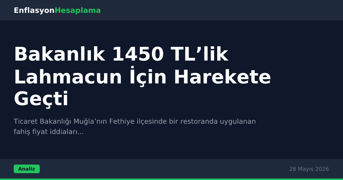 Bakanlık 1450 TL’lik Lahmacun İçin Harekete Geçti