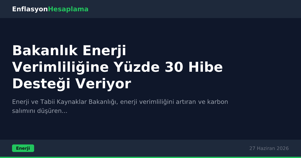 Bakanlık Enerji Verimliliğine Yüzde 30 Hibe Desteği Veriyor