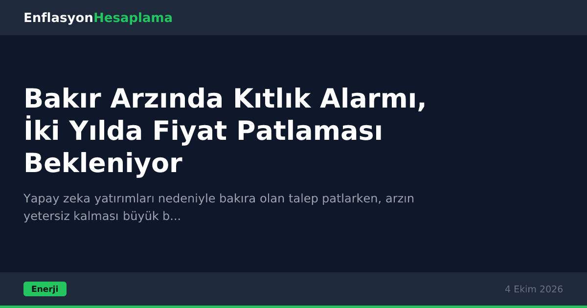 Bakır Arzında Kıtlık Alarmı, İki Yılda Fiyat Patlaması Bekleniyor