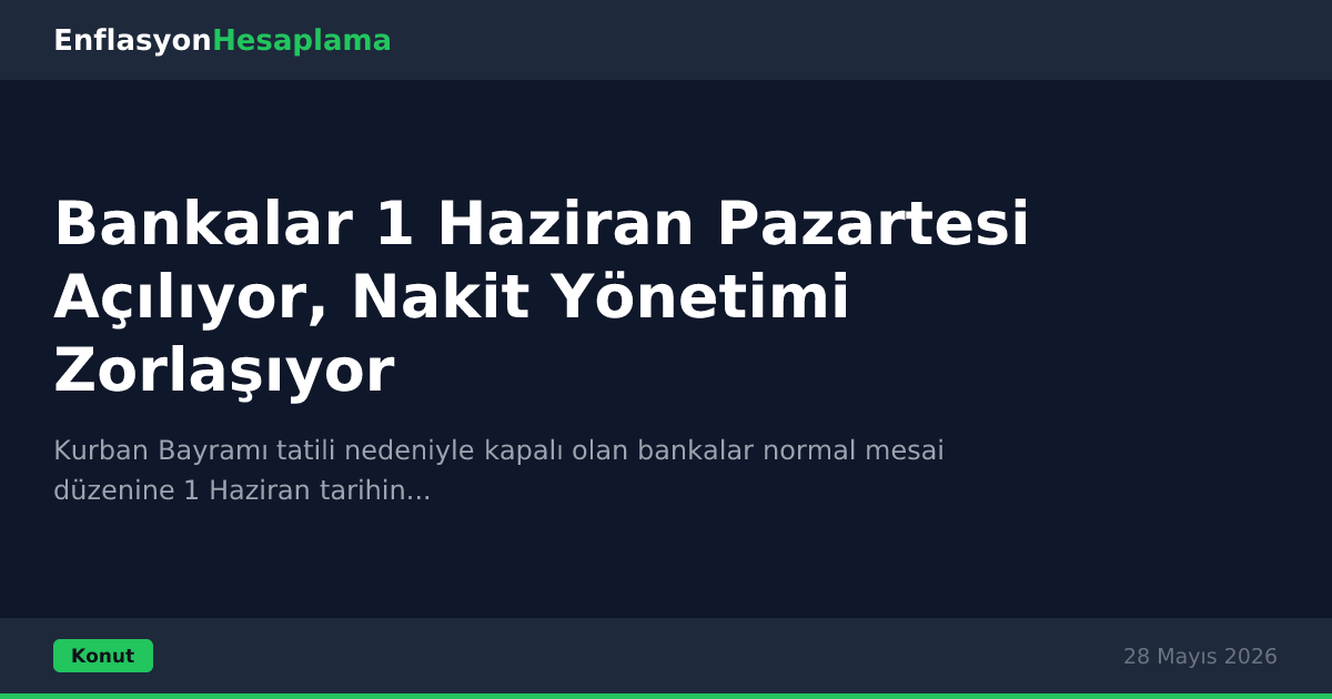 Bankalar 1 Haziran Pazartesi Açılıyor, Nakit Yönetimi Zorlaşıyor