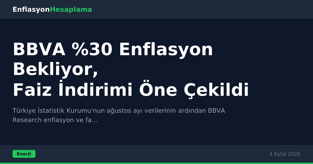 BBVA %30 Enflasyon Bekliyor, Faiz İndirimi Öne Çekildi