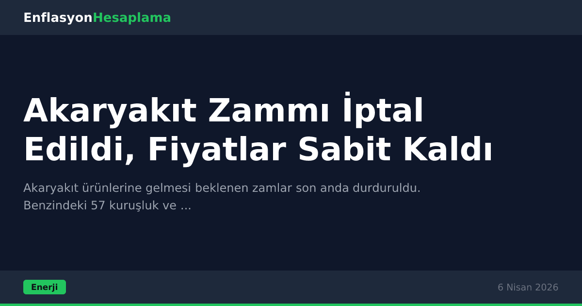 Akaryakıt Zammı İptal Edildi, Fiyatlar Sabit Kaldı