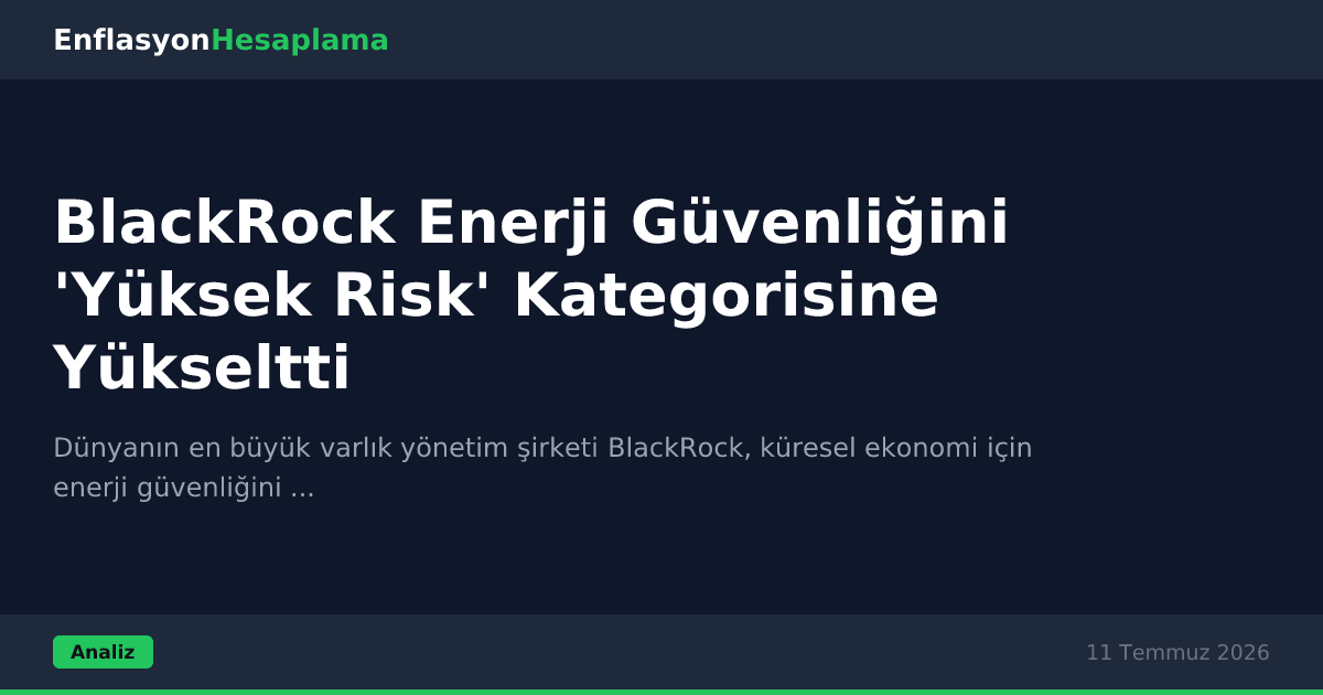 BlackRock Enerji Güvenliğini 'Yüksek Risk' Kategorisine Yükseltti