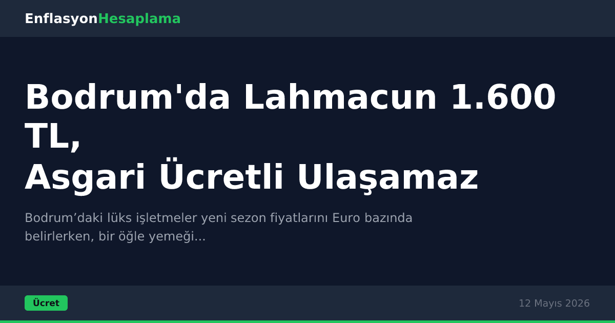 Bodrum'da Lahmacun 1.600 TL, Asgari Ücretli Ulaşamaz