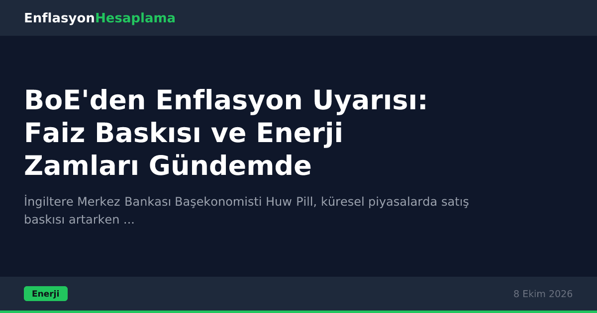 BoE'den Enflasyon Uyarısı: Faiz Baskısı ve Enerji Zamları Gündemde