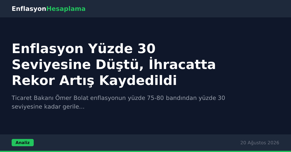 Enflasyon Yüzde 30 Seviyesine Düştü, İhracatta Rekor Artış Kaydedildi
