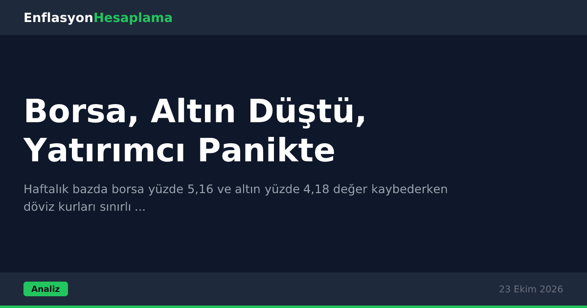 Borsa, Altın Düştü, Yatırımcı Panikte