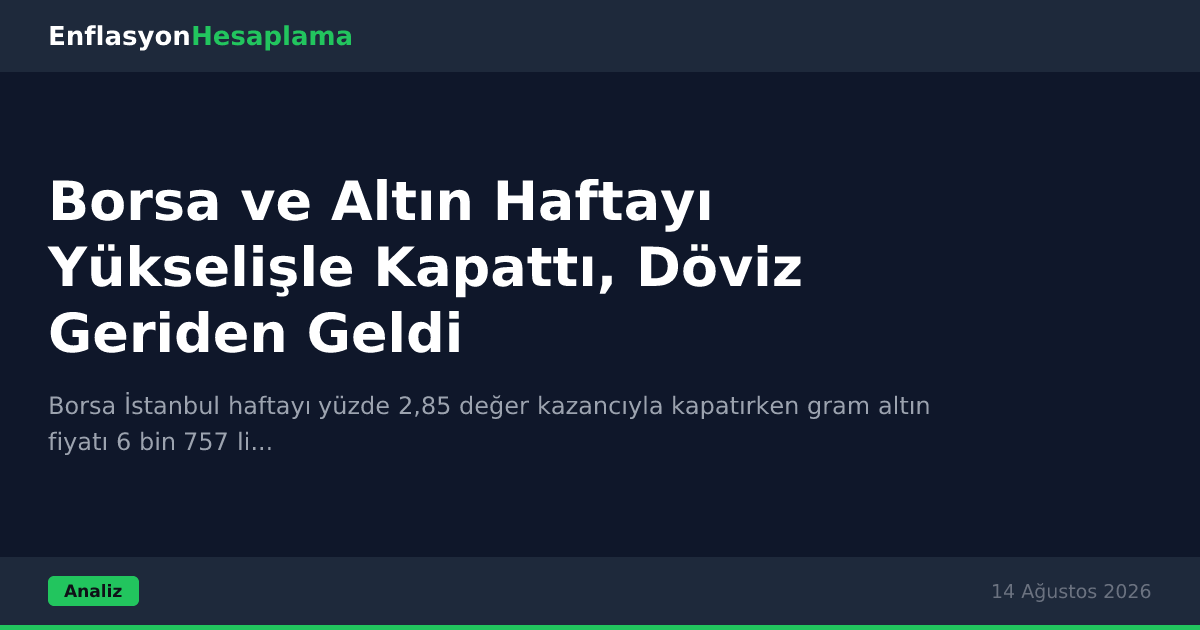 Borsa ve Altın Haftayı Yükselişle Kapattı, Döviz Geriden Geldi