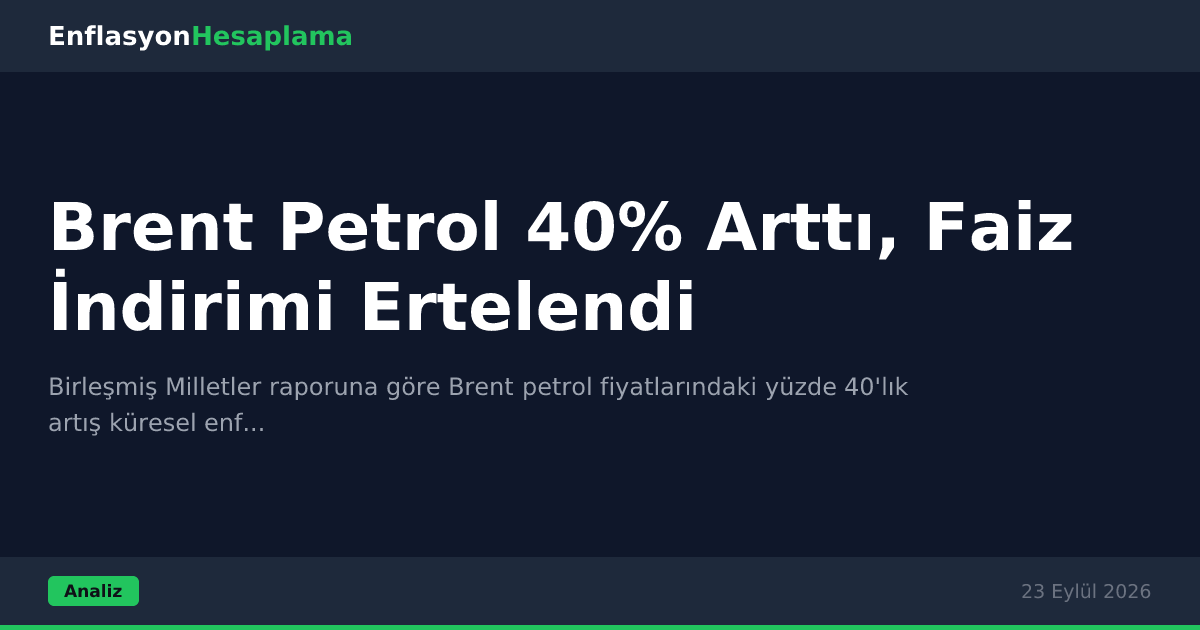 Brent Petrol 40% Arttı, Faiz İndirimi Ertelendi