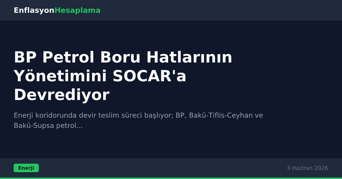 BP Petrol Boru Hatlarının Yönetimini SOCAR'a Devrediyor