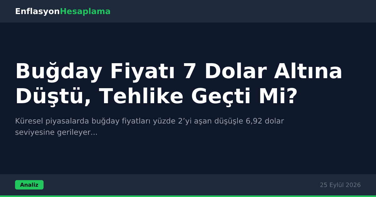 Buğday Fiyatı 7 Dolar Altına Düştü, Tehlike Geçti Mi?
