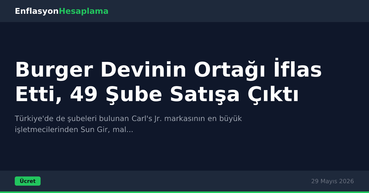 Burger Devinin Ortağı İflas Etti, 49 Şube Satışa Çıktı