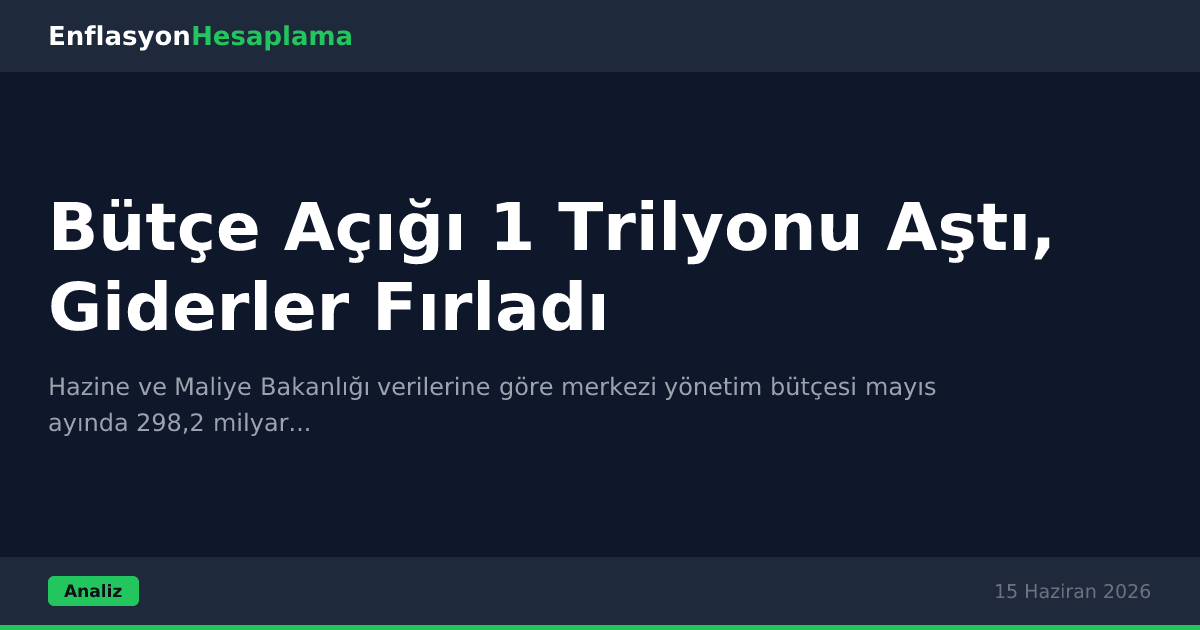 Bütçe Açığı 1 Trilyonu Aştı, Giderler Fırladı