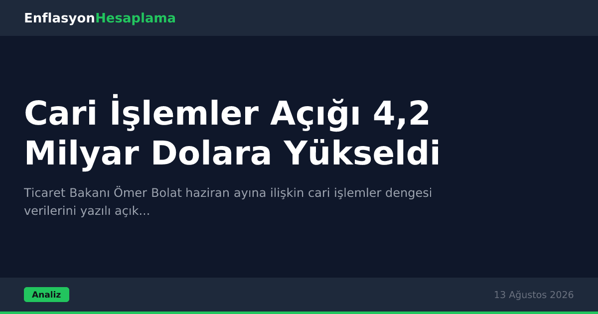 Cari İşlemler Açığı 4,2 Milyar Dolara Yükseldi