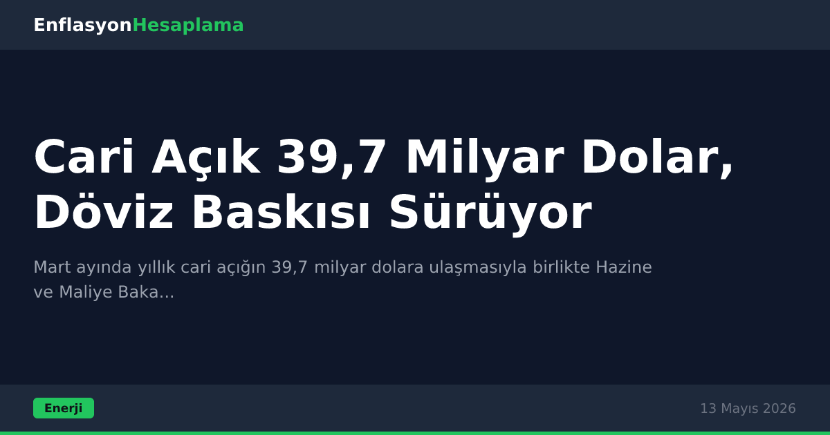 Cari Açık 39,7 Milyar Dolar, Döviz Baskısı Sürüyor