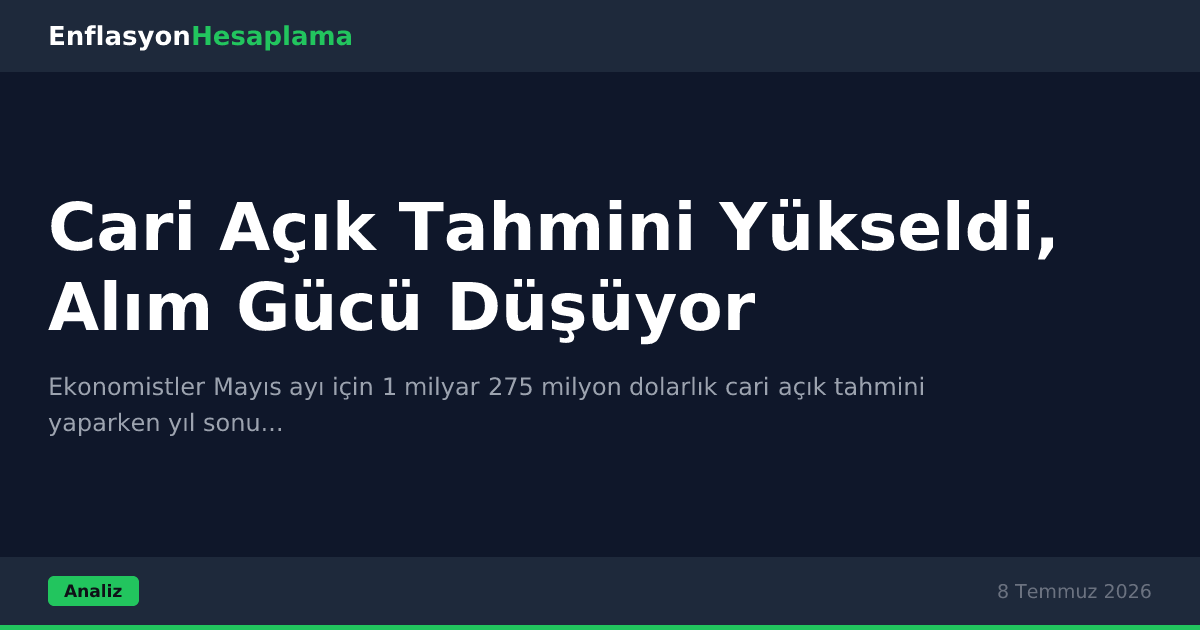 Cari Açık Tahmini Yükseldi, Alım Gücü Düşüyor