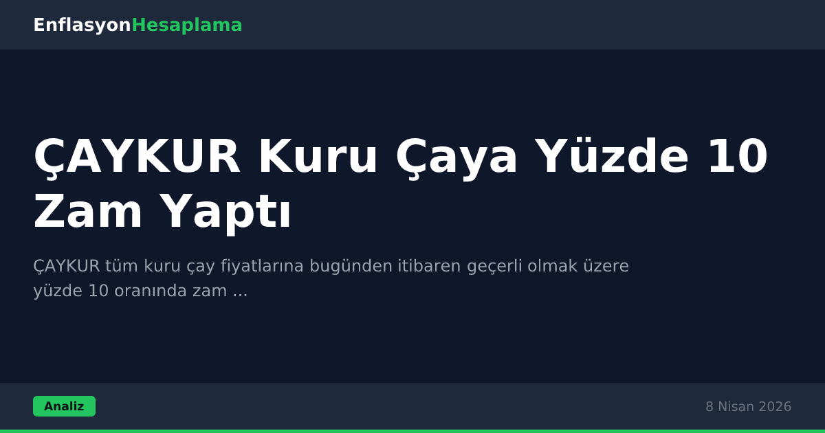 ÇAYKUR Kuru Çaya Yüzde 10 Zam Yaptı