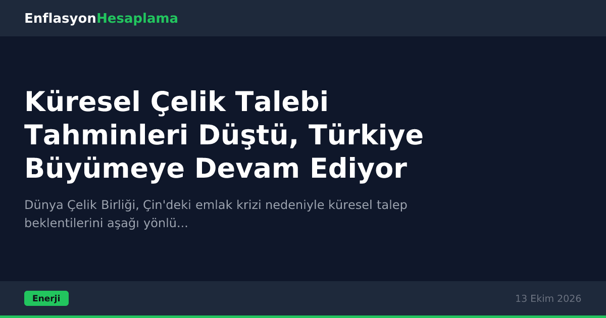 Küresel Çelik Talebi Tahminleri Düştü, Türkiye Büyümeye Devam Ediyor