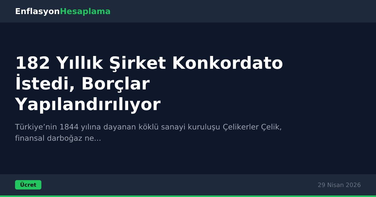 182 Yıllık Şirket Konkordato İstedi, Borçlar Yapılandırılıyor