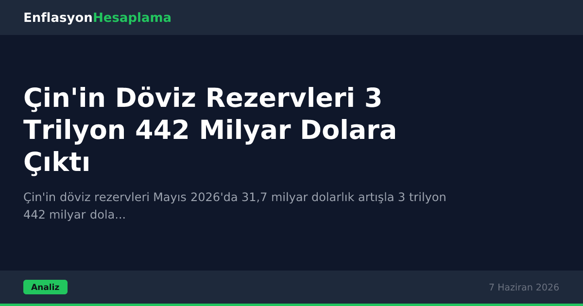 Çin'in Döviz Rezervleri 3 Trilyon 442 Milyar Dolara Çıktı