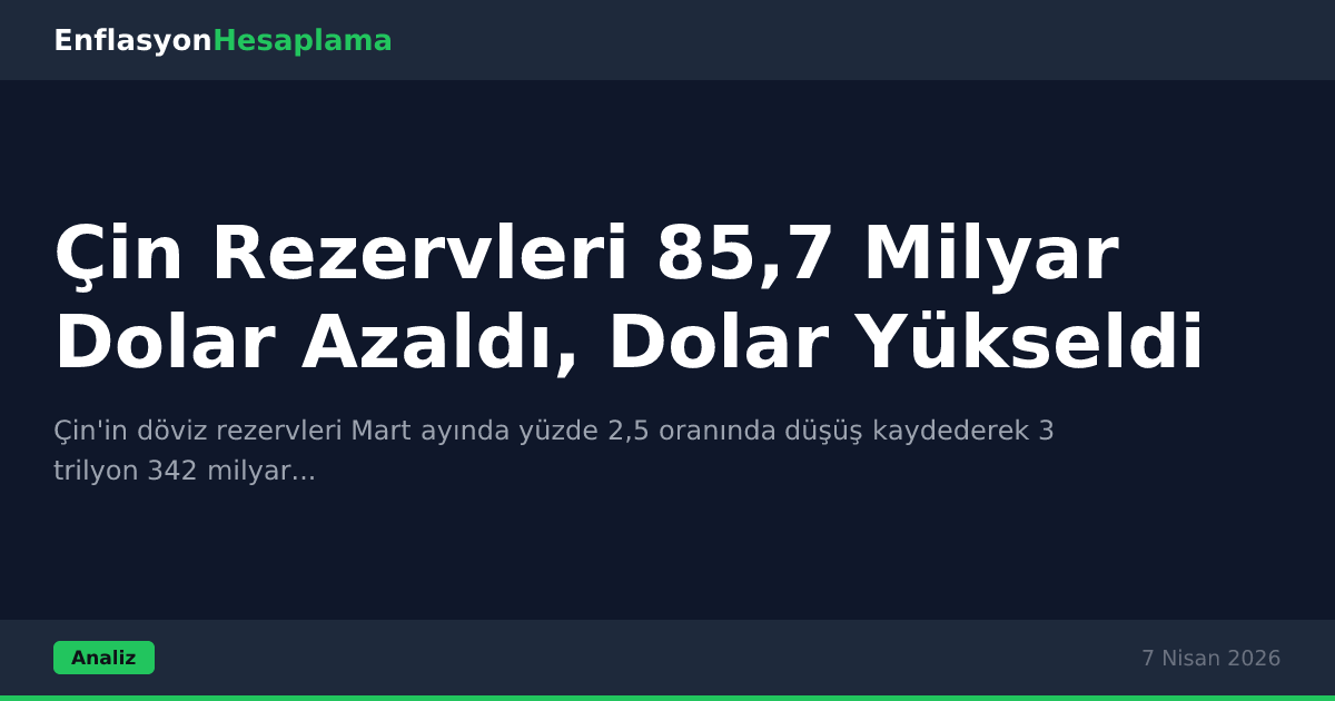 Çin Rezervleri 85,7 Milyar Dolar Azaldı, Dolar Yükseldi