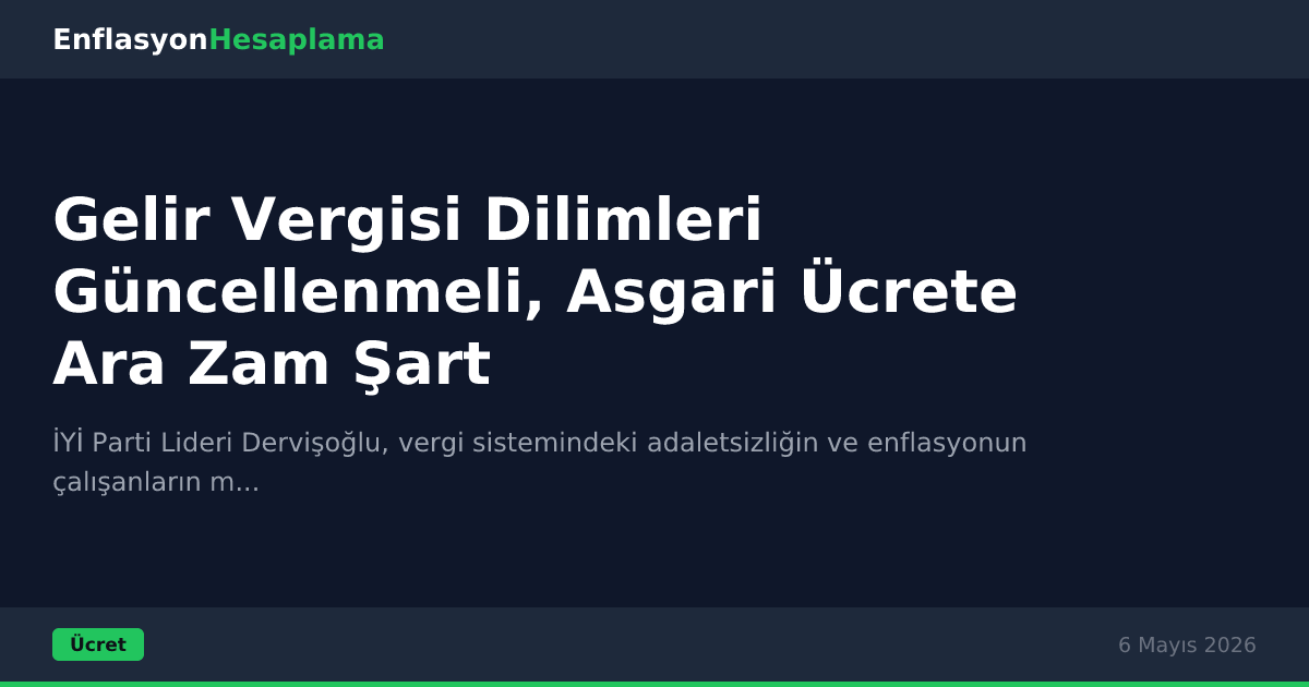 Gelir Vergisi Dilimleri Güncellenmeli, Asgari Ücrete Ara Zam Şart