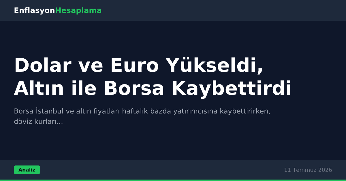 Dolar ve Euro Yükseldi, Altın ile Borsa Kaybettirdi