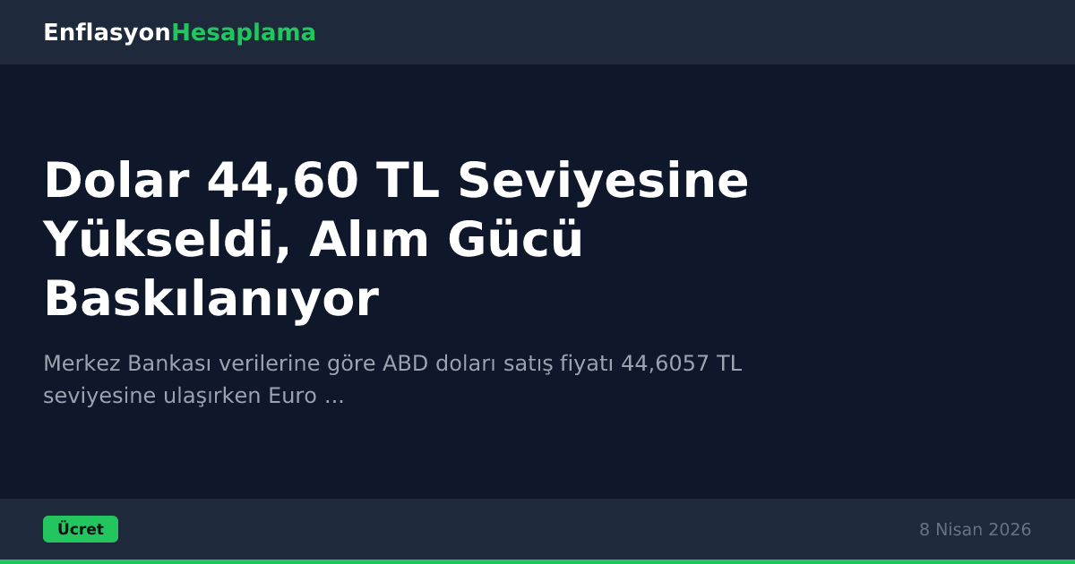 Dolar 44,60 TL Seviyesine Yükseldi, Alım Gücü Baskılanıyor