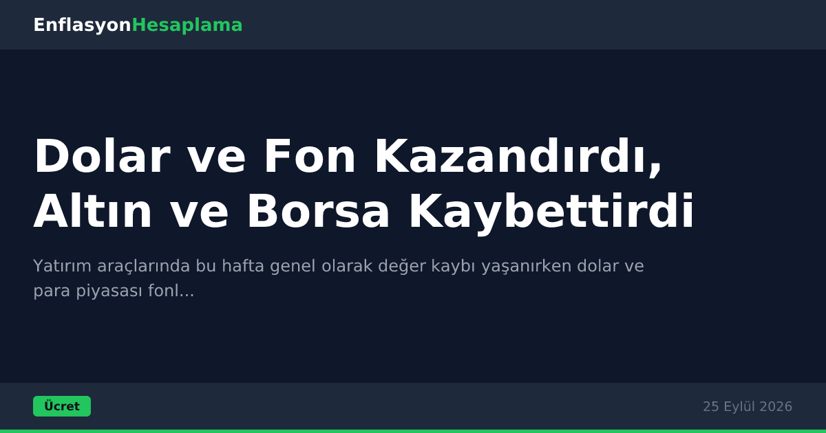 Dolar ve Fon Kazandırdı, Altın ve Borsa Kaybettirdi