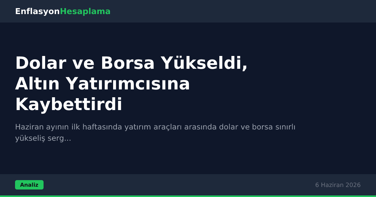 Dolar ve Borsa Yükseldi, Altın Yatırımcısına Kaybettirdi