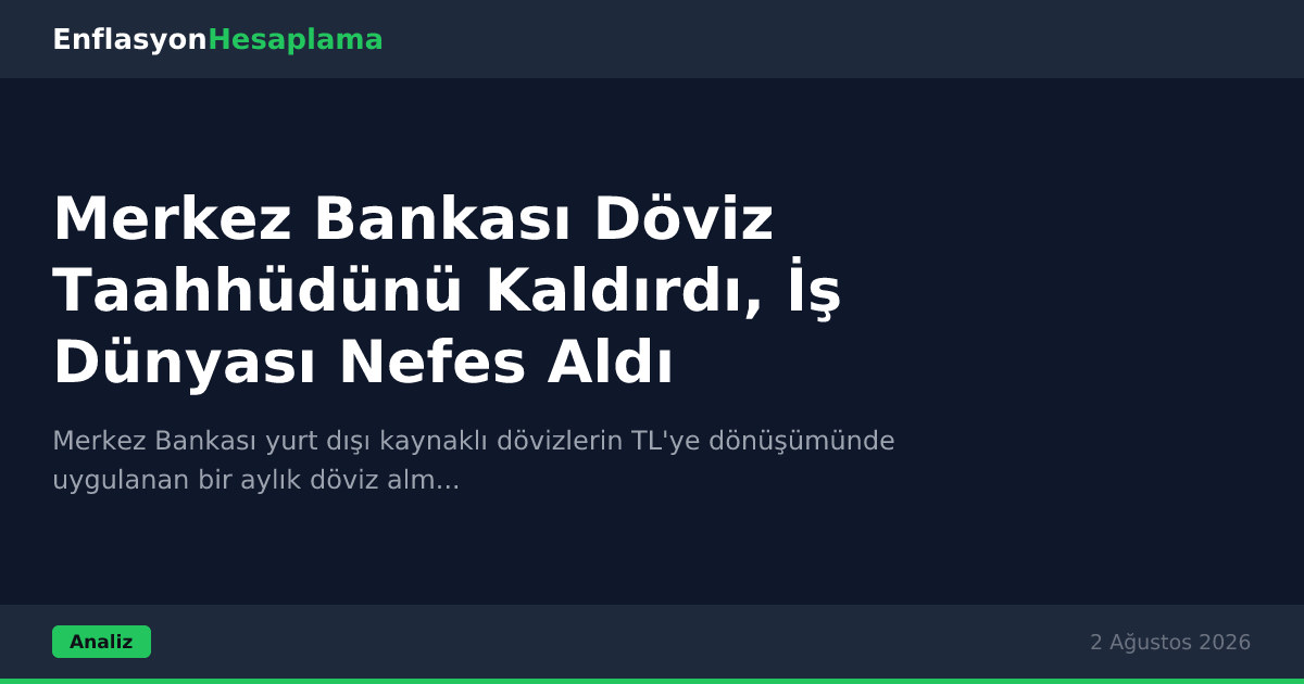 Merkez Bankası Döviz Taahhüdünü Kaldırdı, İş Dünyası Nefes Aldı