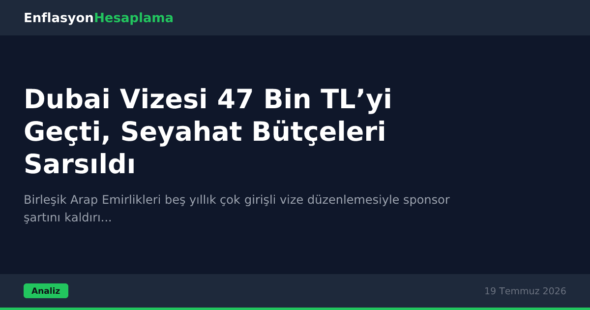 Dubai Vizesi 47 Bin TL’yi Geçti, Seyahat Bütçeleri Sarsıldı
