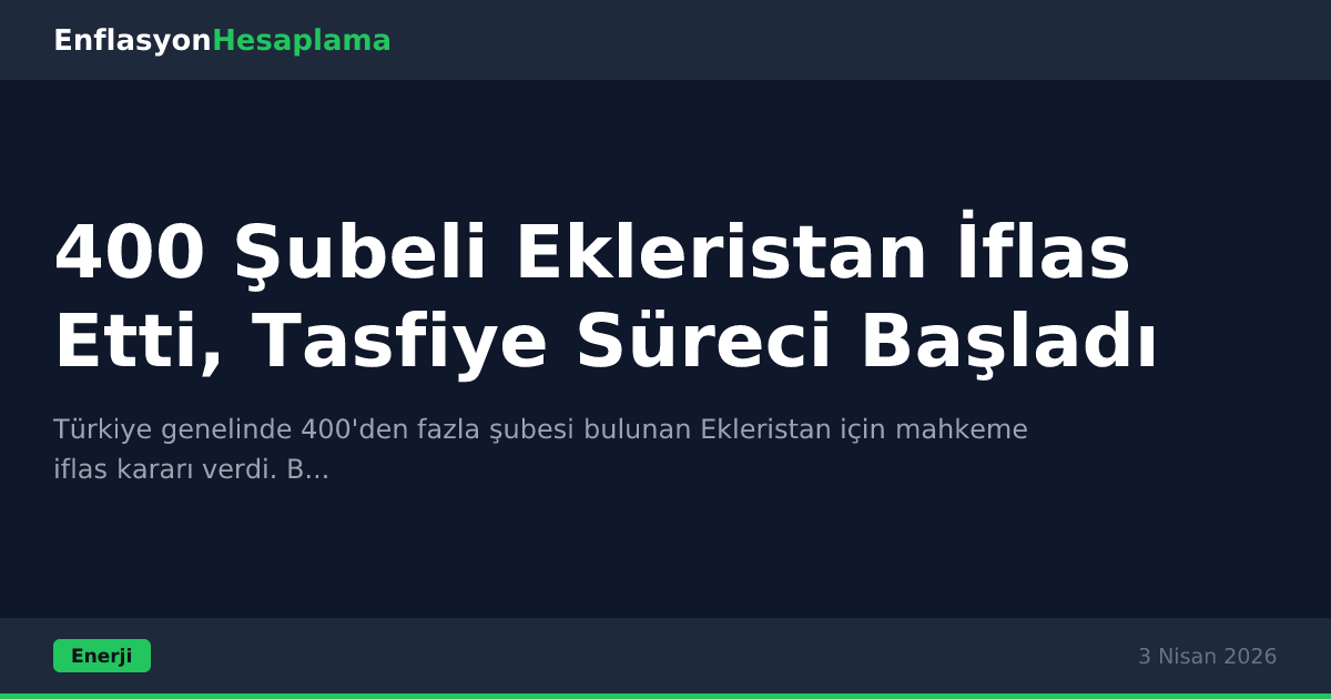 400 Şubeli Ekleristan İflas Etti, Tasfiye Süreci Başladı