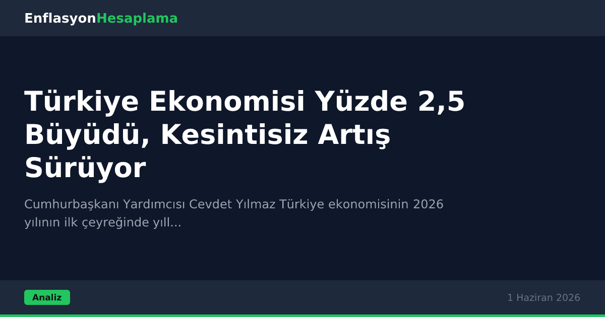 Türkiye Ekonomisi Yüzde 2,5 Büyüdü, Kesintisiz Artış Sürüyor