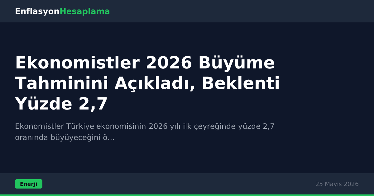 Ekonomistler 2026 Büyüme Tahminini Açıkladı, Beklenti Yüzde 2,7